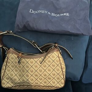 Dooney & Bourke Tan and Brown Monogram Shoulder Bag